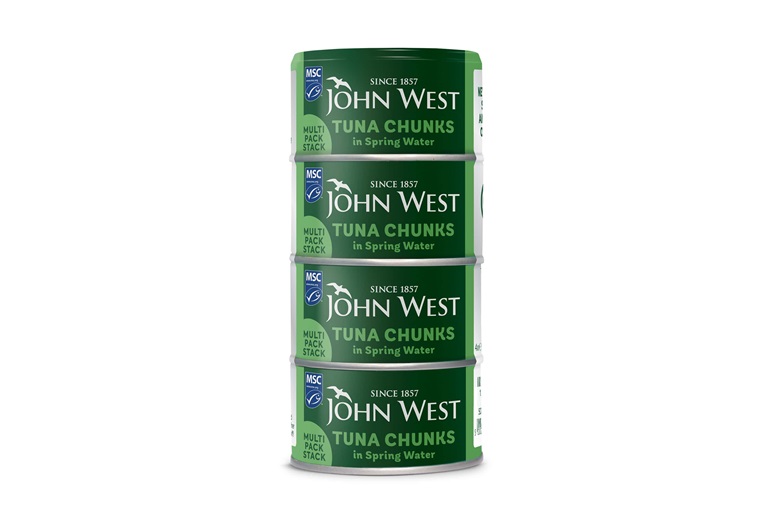 John West tuna cans stacked