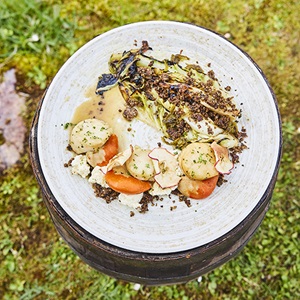 Apple smoked scallops