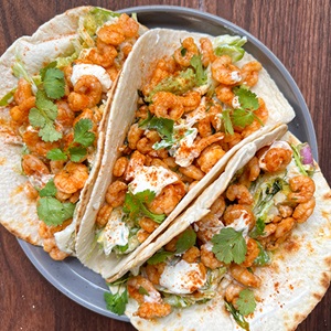 Chipotle prawn tacos