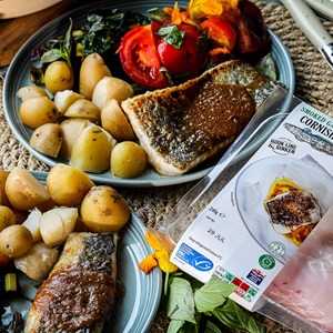 Cornish hake with smoked garlic butter