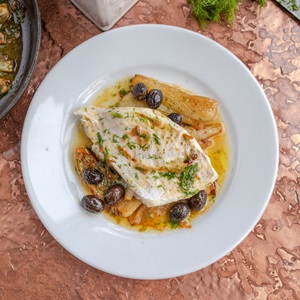 Haddock with Fennel, lemon and Black Olives