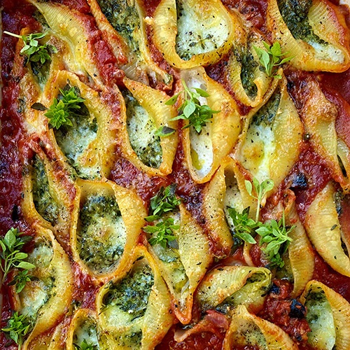 Sardine stuffed pasta shells
