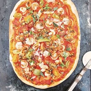 Seafood pizza