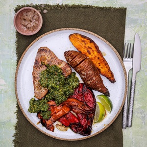 Tuna Steaks with Kale Chimichurri