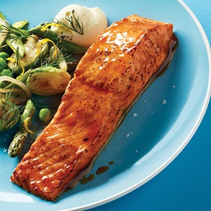 Salmon with a maple-soy glaze