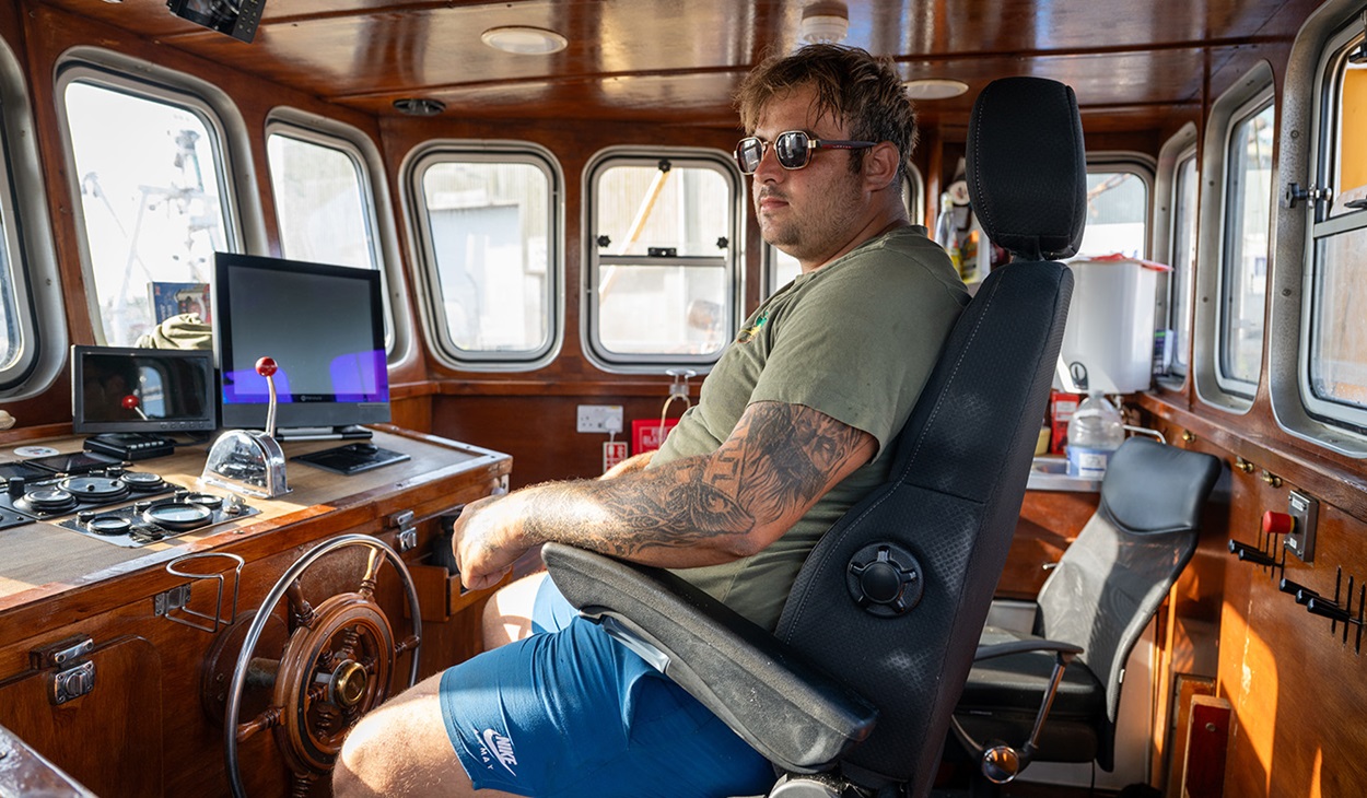 Fisherman Joe Han Poll in the wheelhouse