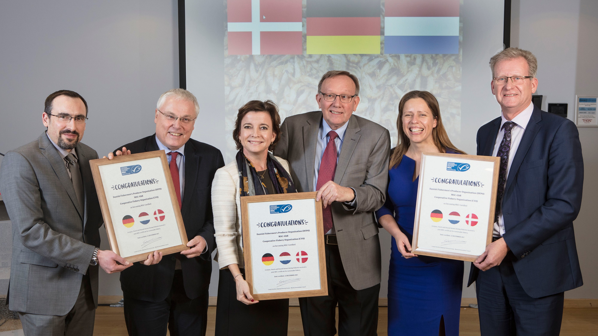Bekanntgabe der Zertifizierung der Nordseekrabbenfischerei in Brüssel